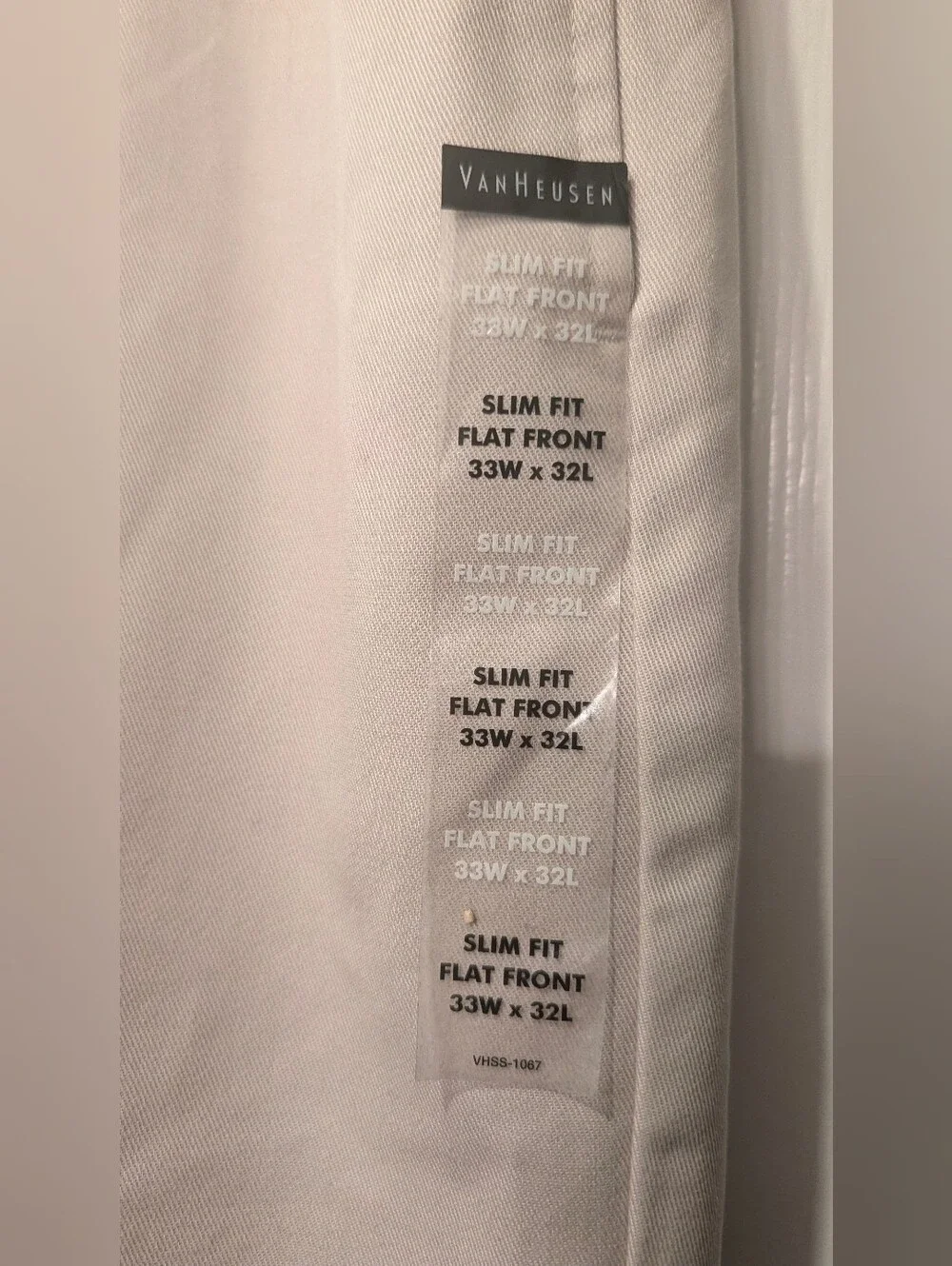 New Van Heusen Men 33x32 Slim Fit Flat Front Khaki Beige Chino Dress Pants Offic